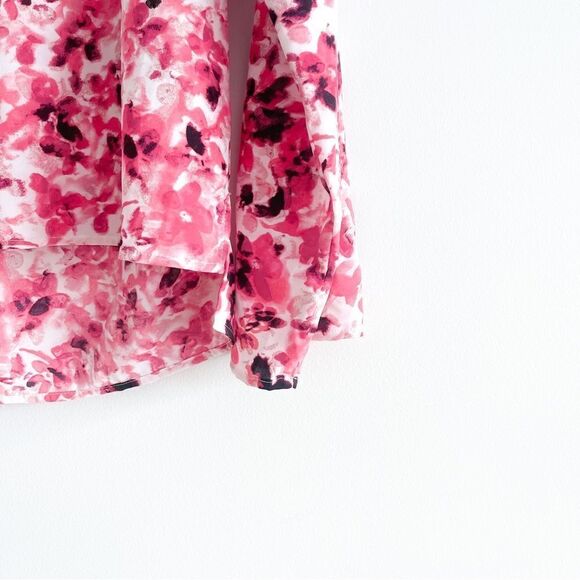 Calvin Klein Blouse Floral Pullover Pink Women's S Adjustable Sleeves - Picture 3 of 9
